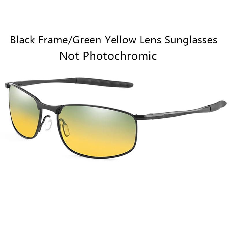 Lunettes de soleil photochromiques polarisées pour hommes Lunettes carrées en métal pour hommes Lunettes de soleil de conduite UV400 Lunettes de cyclisme pour sports de plein air