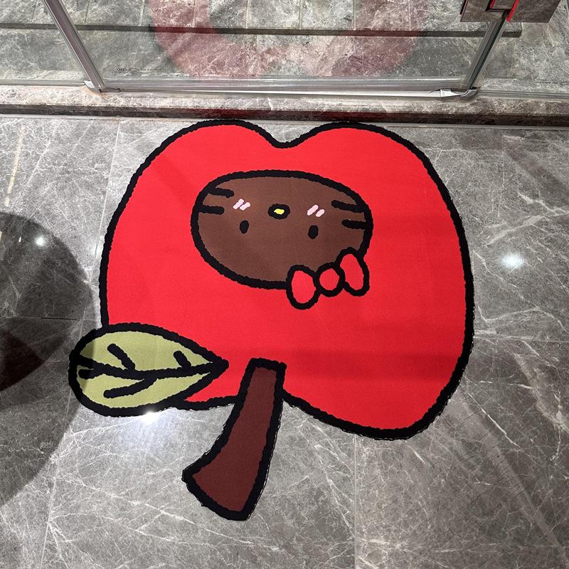 Cute Apple Diatom Mud Absorbent Floor Mat Non Slip Bath Mat Toilet Bathroom Mat Toilet Floor Mat