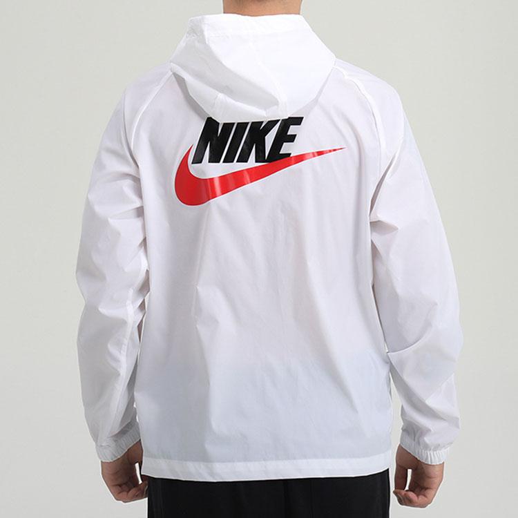 Nike Large Logo Woven Sports Hooded Jacket Men Jacket White CZ8677-100