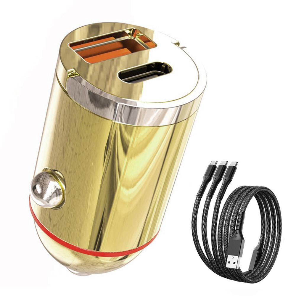 

G30J Type-C+USB 133W High Power Cigarette Lighter Car Charger with 100W 3-in-1 Cable