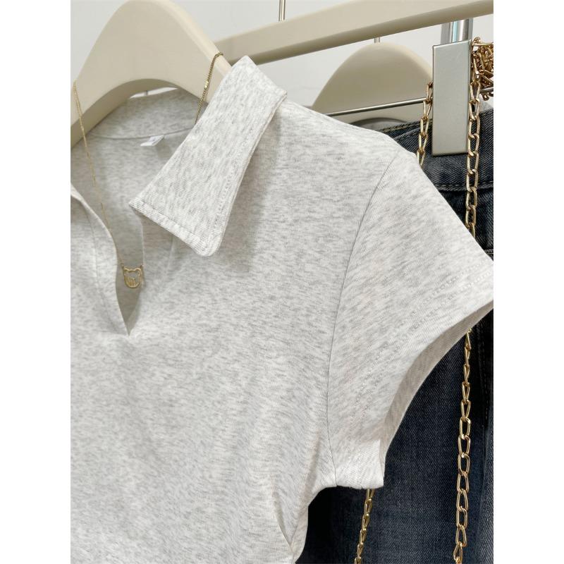 YYFS Women's Fashion Casual Summer Spring Solid Color Print Short Sleeve POLO Neck Blouses & Shirts