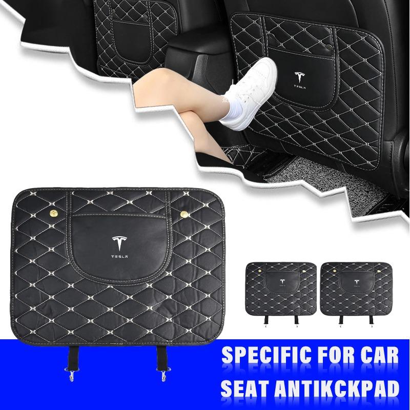 Car Anti-kick Pad Interior Leather Auto Seat Back Protector Pads Anti Scratch For Tesla Model S Model X Model Y Model 3 Roadster SpaceX