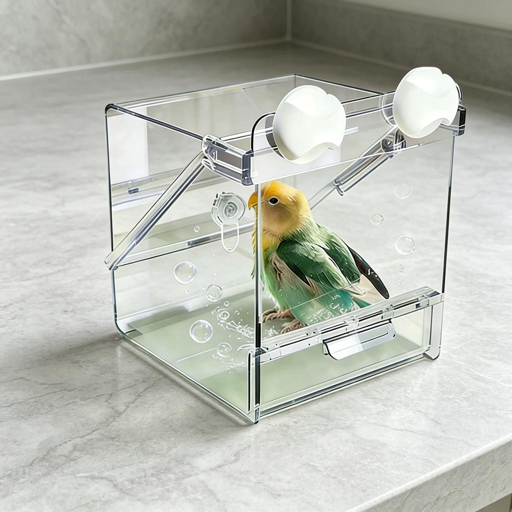 Heavy Duty Metal Parrot Feeding Dish Square Splash Proof Bathing Basin Incubator Bird Water Bowl