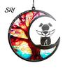 Pet Memorial Sun Catcher Acrylic Suncatcher Angel Cat Dog Panel Stained Glass Rainbow for Pets Window Hanging Ornaments Loss Sympathy Gift Lovers
