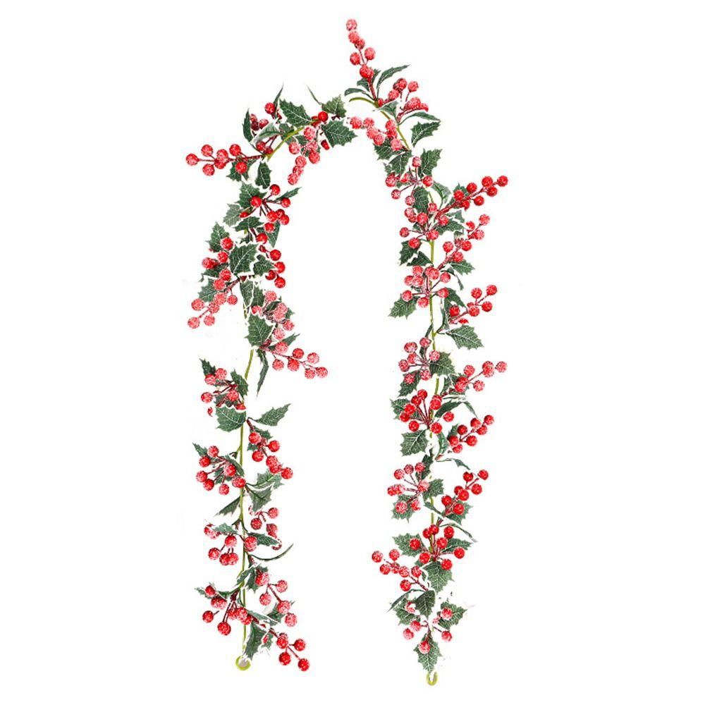 Multicolor Christmas Decorative Garland Red Berries Accessories Red Berries Leaves Ratten DIY Photo Props