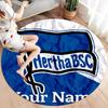 Hertha BSC Custom Name Round Area Rug,Carpet Rug for Living Room Bedroom Sofa Playroom Decor,Non-slip Floor Mat