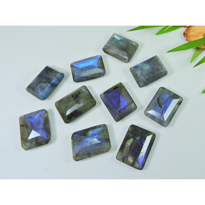 10Pcs Natural Labradorite One Side Cabochon and Checker Cut Octagon Gemstone LM-1228