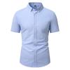 Camicie Estive in Cotone Oxford a Maniche Corte Business Casual Camicia con Collo Quadrato Uomo