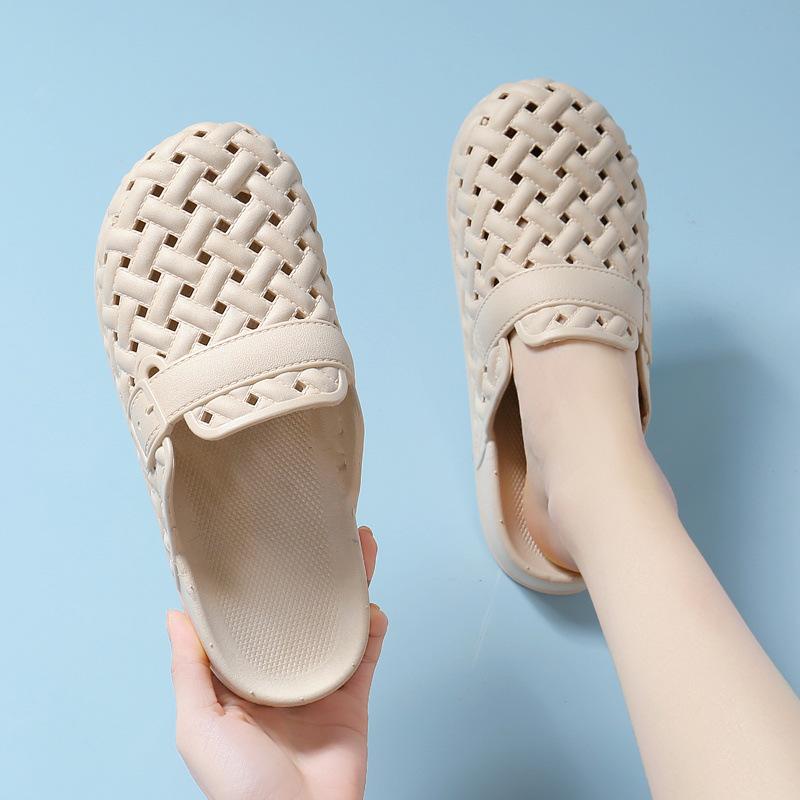 Summer Women's Shoes Hole Shoes Bag Head Slippers Non-slip Hollow Beach Shoes Bathroom Fashion Home Wear Waterproof Super Soft