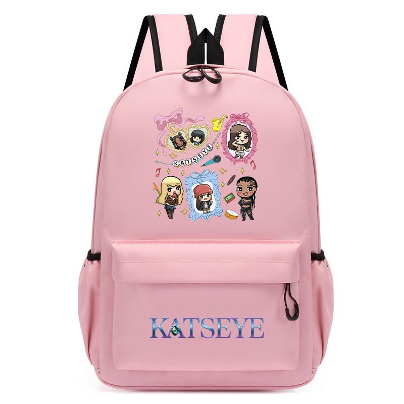 60123-18 Zaino Stampato KATSEYE Cartone Animato Zaino Impermeabile Scolastico per Studenti