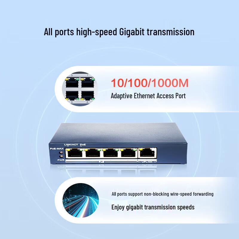 Hikvision DS-3E1505P-60W-E 5-Port Gigabit PoE Managed Switch
