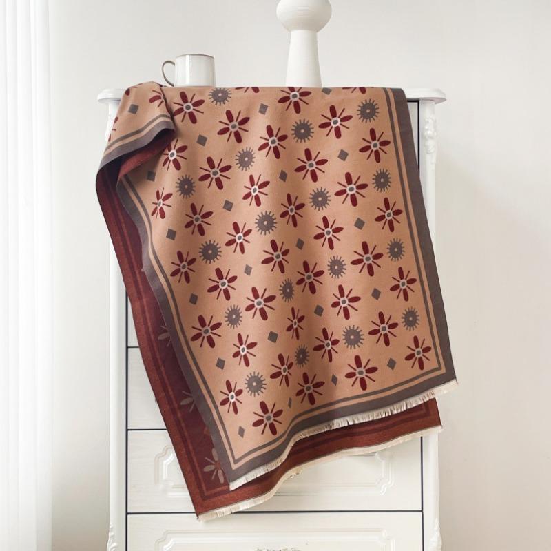 

Autumn and winter simple imitation cashmere scarf women s fashion versatile thickened air conditioner shawl short fringed scarf 190x65cm