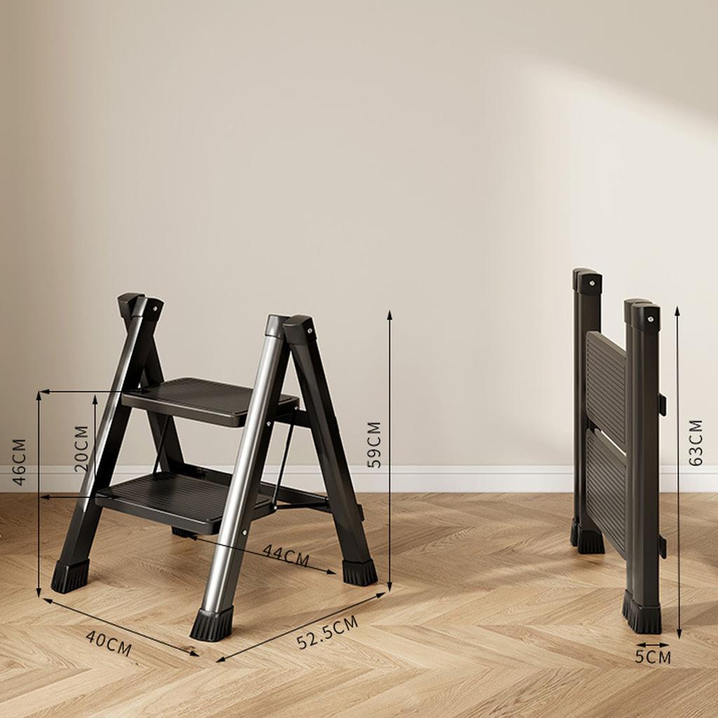 Multi-Functional L-Shaped Foldable Telescopic 2-Step Ladder Lightweight Retractable Climbing Stool Household Use