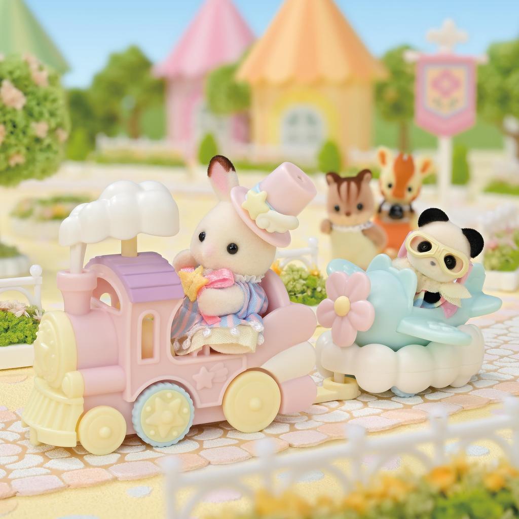 Sylvanian Families Amusement Park Vehicle Set - Train & Airplane - Ko-79 ST Mark Certified, Ages 3 and Up, Toy Dollhouse, Sylvanian Families, Epoch