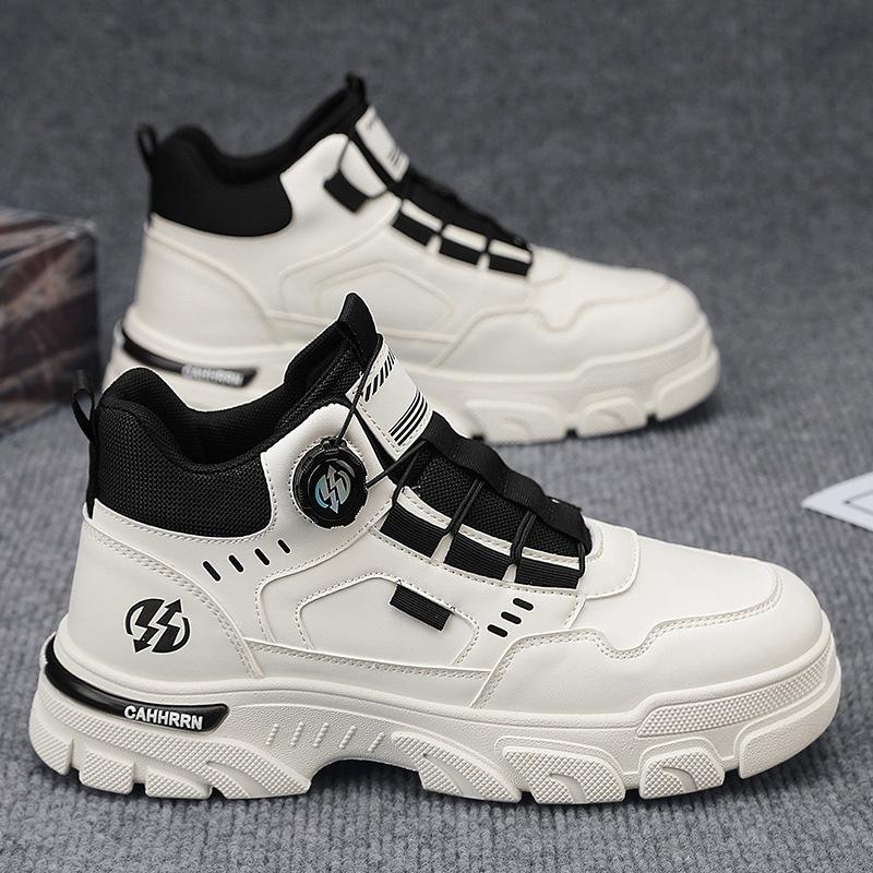 

Мужские ботинки с высоким голенищем кожаные ботинки Мартина мужские осень и зима 2024 новая рабочая обувь локомотивные ботинки мужские вращающаяся кнопка трендовая обувь 44