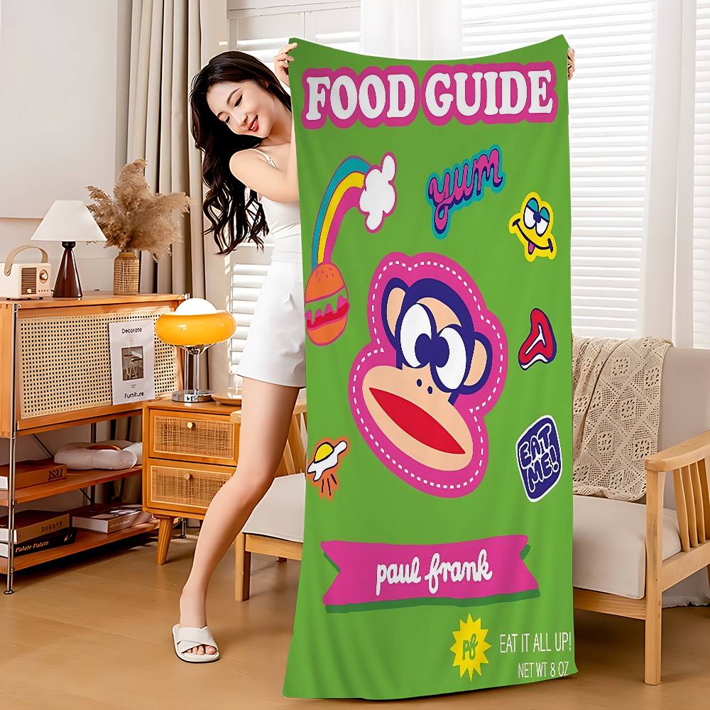 

P-Paul F-Frank Microfiber Blanket Quick Drying Beach Towels Oversized Printing Super Absorbent Pool Towel Blanket W40*H60(CM)