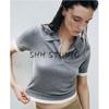 Spring New Women's Clothing Isn Style Knitting Patchwork Polo Shirt Collar Short Sleeve Casual Small Top 3581004
