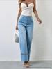 Russian Women's High-Waisted Straight-Leg Washed Pants - Elegant, Versatile, and Loose Fit 2025 Edition
