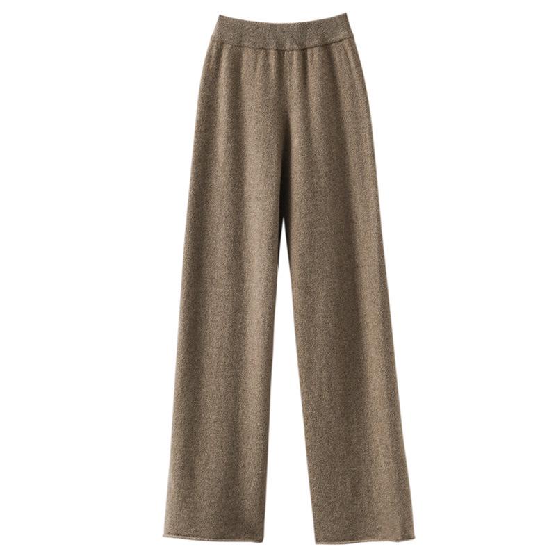 

Women s High Waist Wool Knitted Wide-Leg Pants - Autumn/Winter Floor-Length Extra Large