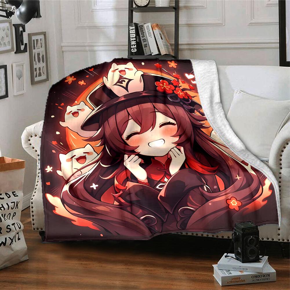 1pc Genshin Impact2 Blanket, Gift, for Men and Women, Soft Blanket, Good for Sofa Bed Couch Travel, Lightweight Flannel Blanket