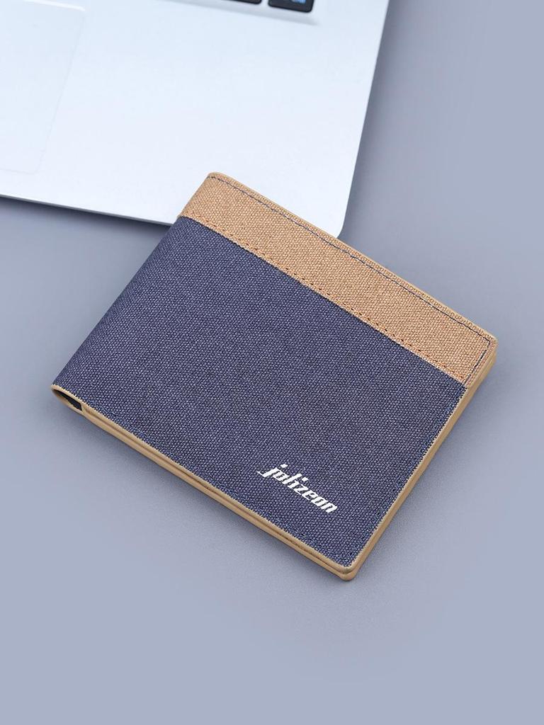 Men's Bi-fold Canvas Leather Wallet with Card Holder