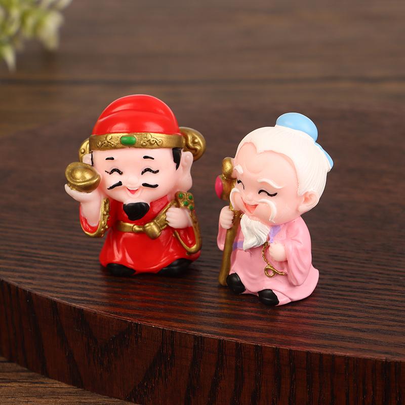 New Year Mascot Car Ornament Cute Little Buddha Guanyin Land Father-In-Law God Of Wealth Lotus Base Resin Ornament For Home