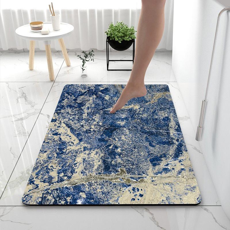 Nordic Style Marble Pattern Diatom Mud Bath Mat - Non-slip, Water-Absorbent, Quick-Drying, Wear-Resistant Foot Mat