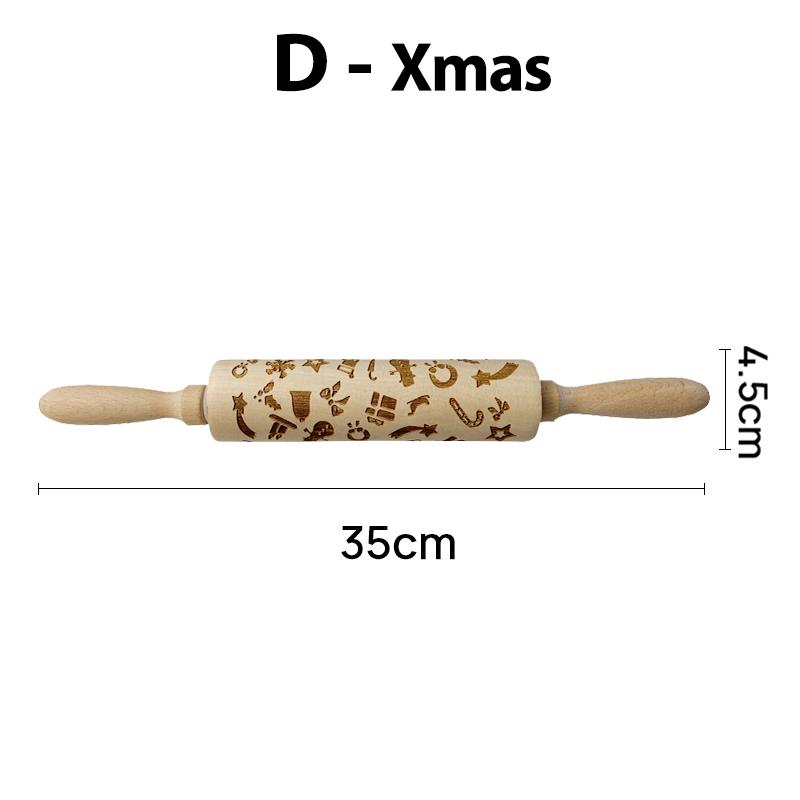 Wooden Christmas Rolling Pins Rock Snowflake Elk Embossing Baking Tool Cookies Biscuit Fondant Cake Patterned Roller Dropship