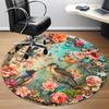 1PC Floral Birds Office Round Area Rug, Mat Suitable For Office, Under Office Chairs Bedroom Living Room Home Decor, Room Deco