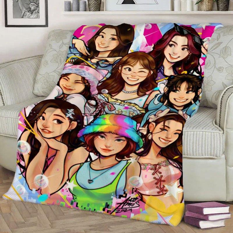 Bini Buddies Flannel Throw Blanket Soft Cartoon Design All Season Cozy Comfort for Kids Room Gift