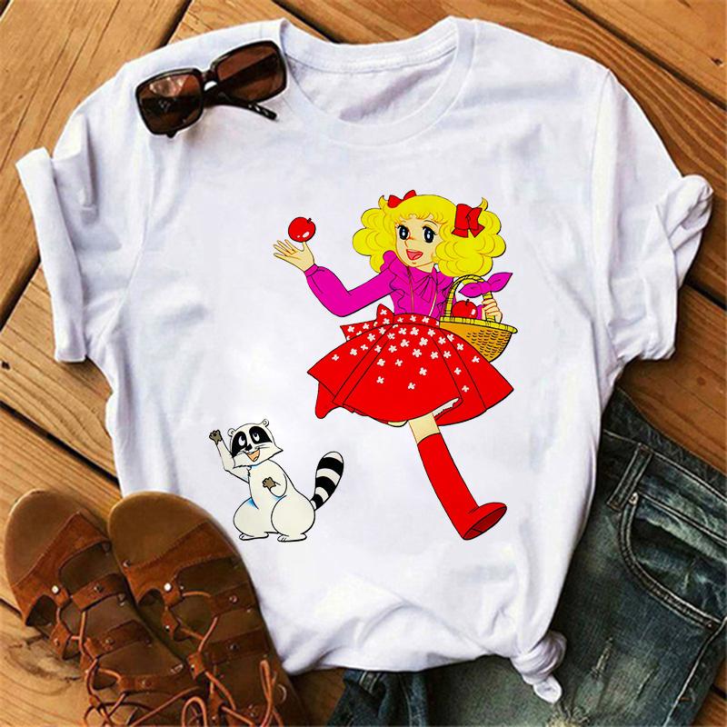 Anime Candy Candy T-shirt Clothes for Women Japanese Manga Short Sleeve Graphic Tee Y2k Kawaii Casual Tops Women's Sumer Clothes