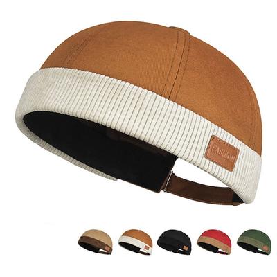 Corduroy Docker Cap Adjustable Beanie Bonnet Casual Brimless Hat  Unisex