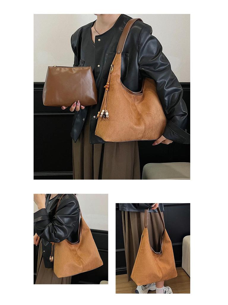 2025 Herbst Damen Retro Wildleder Tragetasche: Große Kapazität & Exquisite Modische Umhängetasche