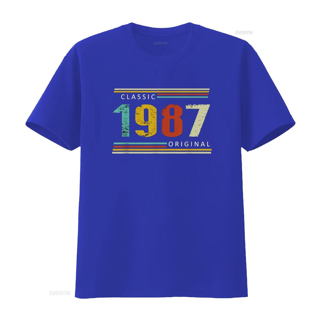 Birthday Classic of 1987 Original 37th Retro T Shirt Vintage Washed Soft Fashion Versatile Breathable Graphic Stretched Unisex