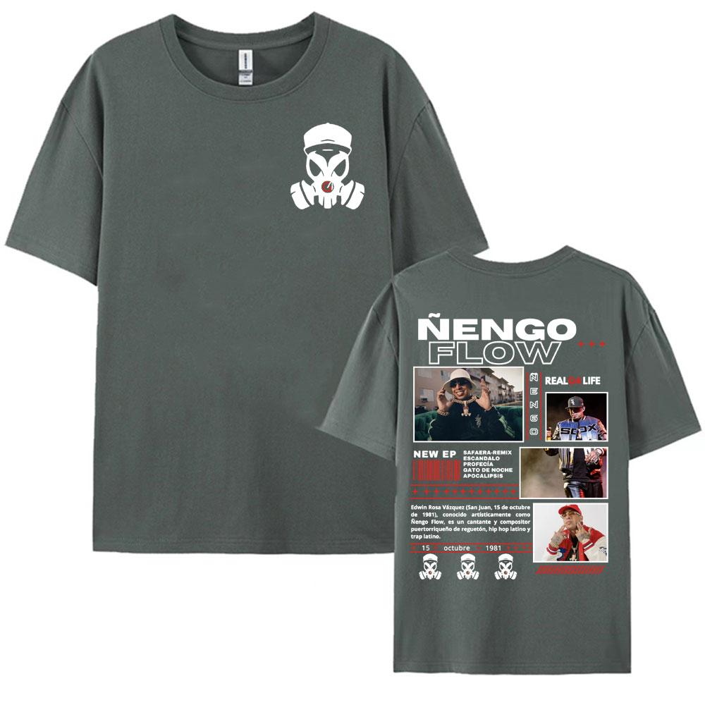 Rapper Nengo Flow Real G4 Life Tour Grafik T-Shirt Herren Damen Vintage Hip Hop Popmusik T-Shirt Mode Oversized Baumwoll-T-Shirt