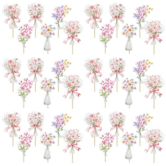 Wildflower Cupcake Toppers Baby Shower Floral Cake Topper Decoration for Baby Shower Birthday Party Supplies