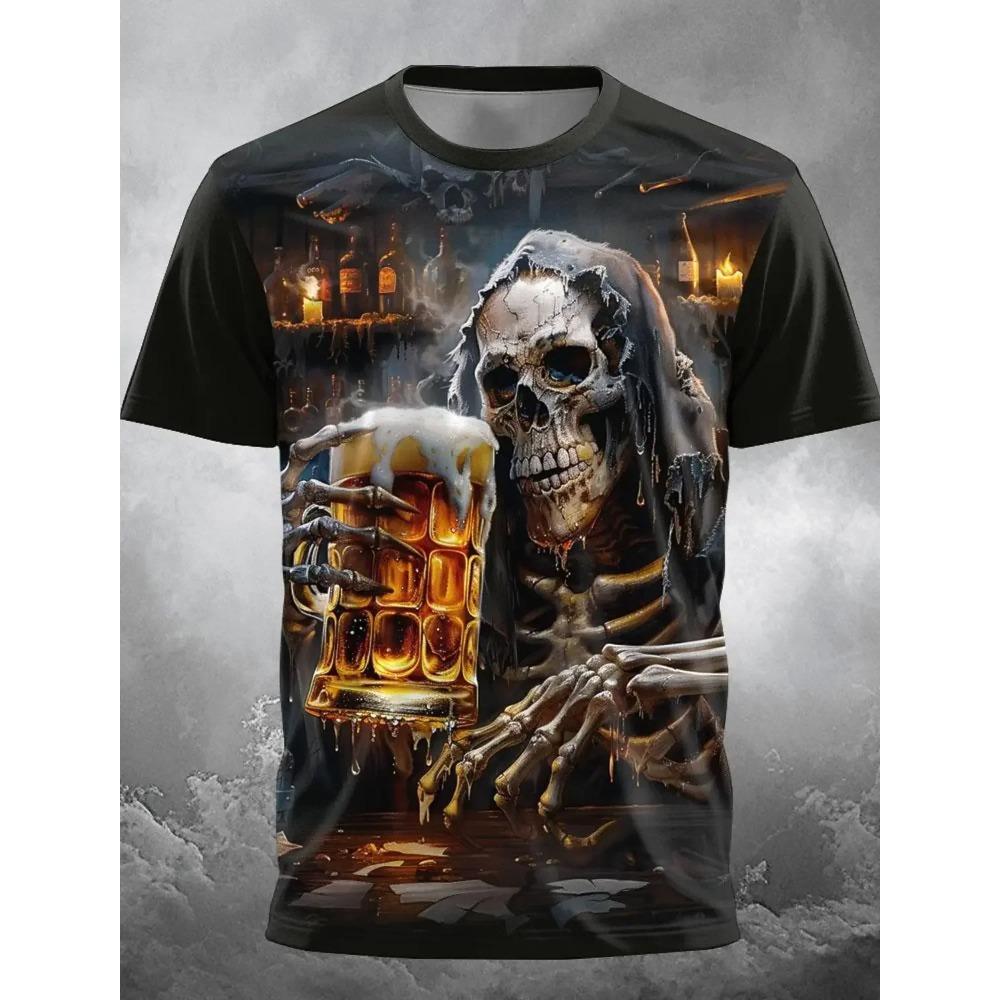 Fire Reaper Designer Gothic Men's 3D Print T shirt Tee Party Street Short Sleeve Crew Neck Shirt Summer Spring Clothing Apparel