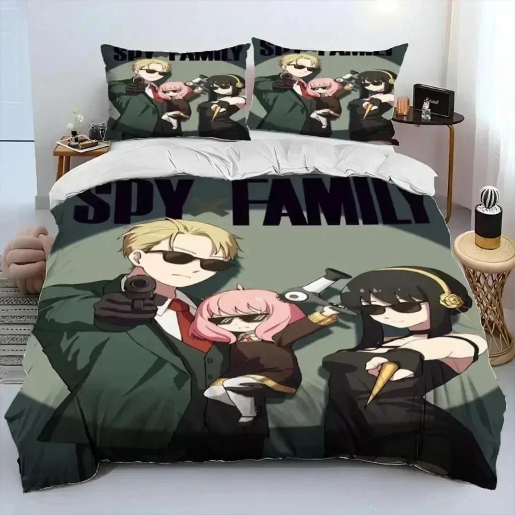 3D Print Anime SPY×FAMILY Anya Beding Set Young Boys Young Girls Twin Quen Sized Dimensions Soft Duvet Cover Pilowcase Bed Children Kids Adult People