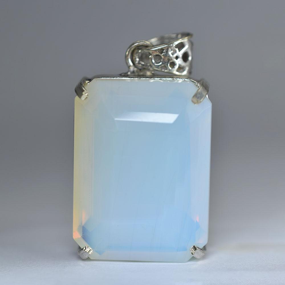 CERTIFIED 100 Ct Natural Multicolor Opal 925 Sterling Silver Emerald Pendant MY.PD-332-NS