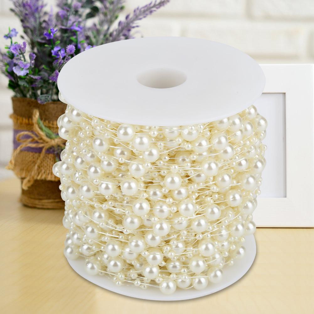 60mCelsiusroll Grinding Pearl Wire Beads Garland String Wedding Decoration 3mm+8mm(white)