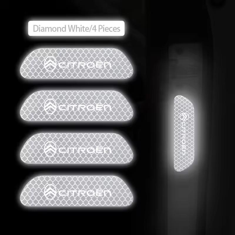 

4Pcs Car Door Sticker Safety Warning Reflective Mark For Citroen Picasso Jumper Cactus Saxo Jumpy C8 C-Elysee C15 C4L CelyseeC6 белый