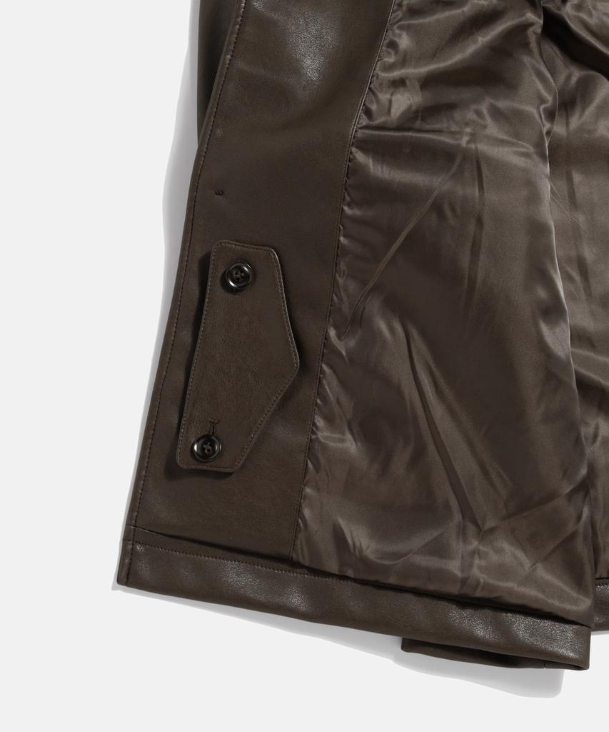 Espionage Car Coat (Faux Leather) Dark Brown