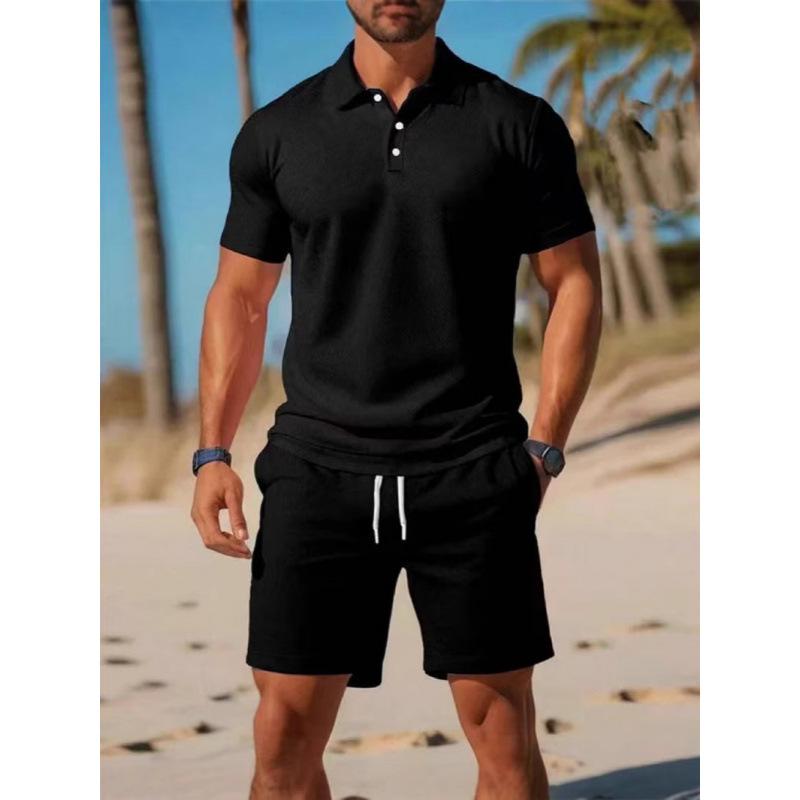 2025 Men's Slim Fit Summer Sports Short Sleeve Polo Shirt & Shorts Set