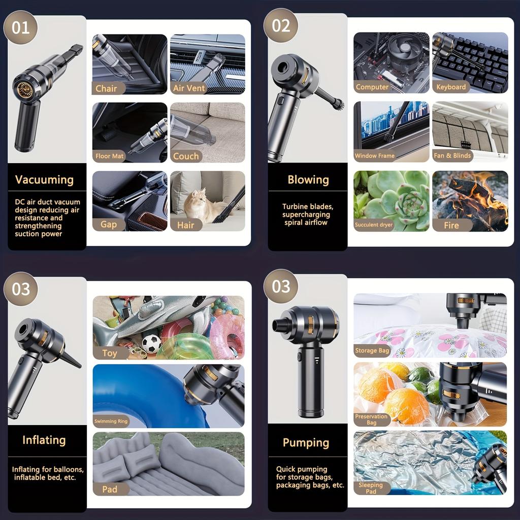 New 22000Pa 4 In 1 Powerful Suction Handheld Vacuum Cleaner Cordless Car and Home Use High Power Powerful  Vacuum Cleaner Home Appliances