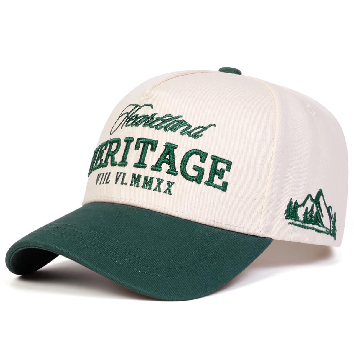 

Unisex HERITAGE Letter Embroidery Baseball Caps Spring Autumn Outdoor Adjustable Casual Hats Sunscreen Hat Sports Cap зелёный