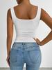 2026 Ärmelloses Damen-Cropped-Top mit quadratischem Ausschnitt und Raffung