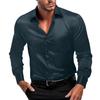 Men Glossy Dress Shirt Turndown Collar Button Down Shirt Long Sleeve Formal Shirt for Prom Party Dating Wedding