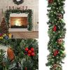 Garland 6ft Christmas Led Light Up Wreaths Red Berry Rattan Xmas Fireplace Decor