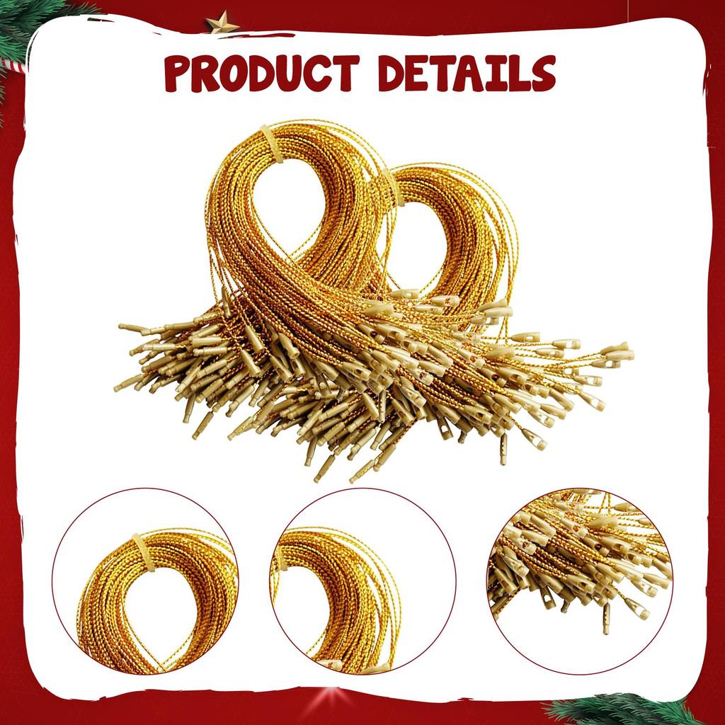 Sznurek do zawieszania ozdób z zatrzaskami blokującymi, wstępnie przycięta poliestrowa linka do bombek choinkowych i świątecznych dekoracji