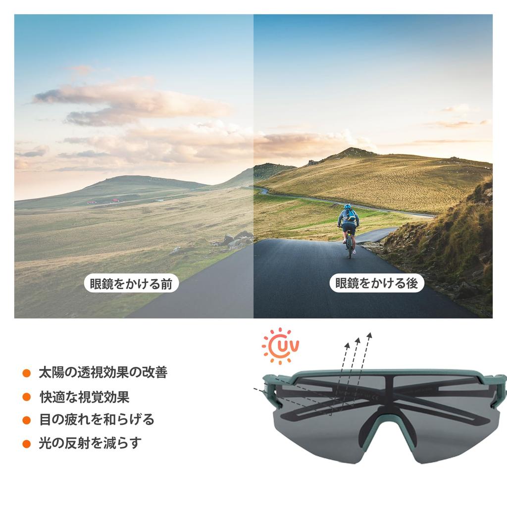 Rock Bros Polarized Sunglasses for UV400 Polarized Glare Storage Pouch Cycling and Green Sports, Protection, Ultra-Lightweight Lenses, Reduction,